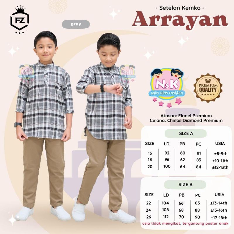 SETELAN KURTA KEMEJA KOKO KEMKO BAJU MUSLIM BAHAN FLANEL CELANA CHINOS ARRAYAN ORI NSK