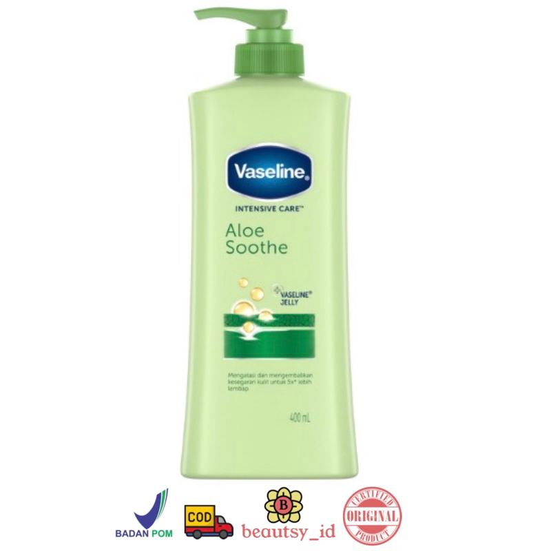 Vaseline Hand Body Lotion Intensive Care Aloe Vera Soothe 400 ml Original BPOM COD Melembabkan 400ml