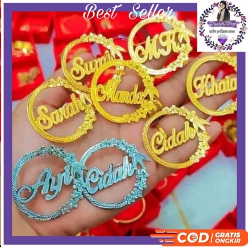 Bros custom nama/Nama Arab Ukir/Bros Hijab/Bros Nama Arab Terbaru/Bros nama