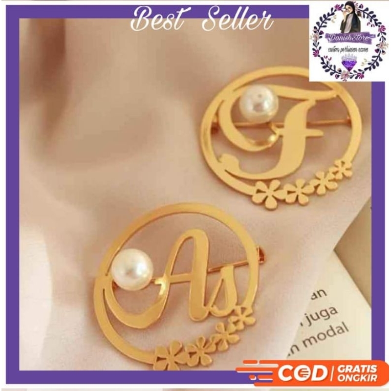 Bros lingkar inisial custom nama/Bros custom/ CINCIN NAMA LAPIS EMAS PERHIASAN WANITA ACCESORIES WAN