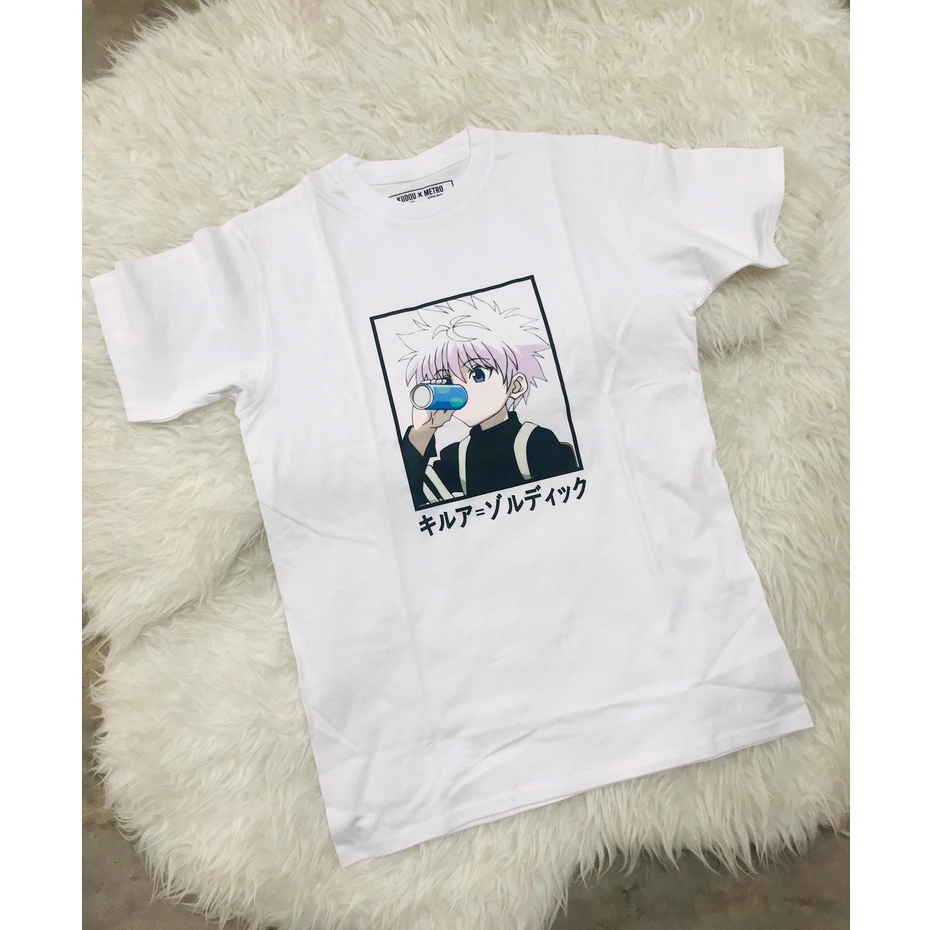 Tshirt Killua Zoldyck Chibi White HxH Character Anime Manga Premium Cotton Combed 24s