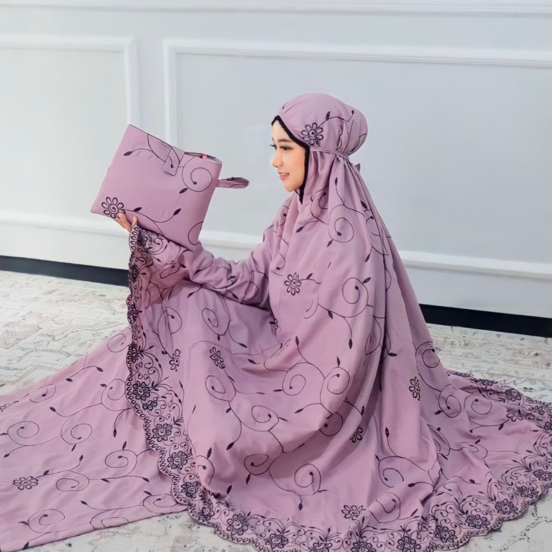 [COD] Mukena Dewasa Jumbo Gracella Terbaru Motif Bunga Teratai Katun