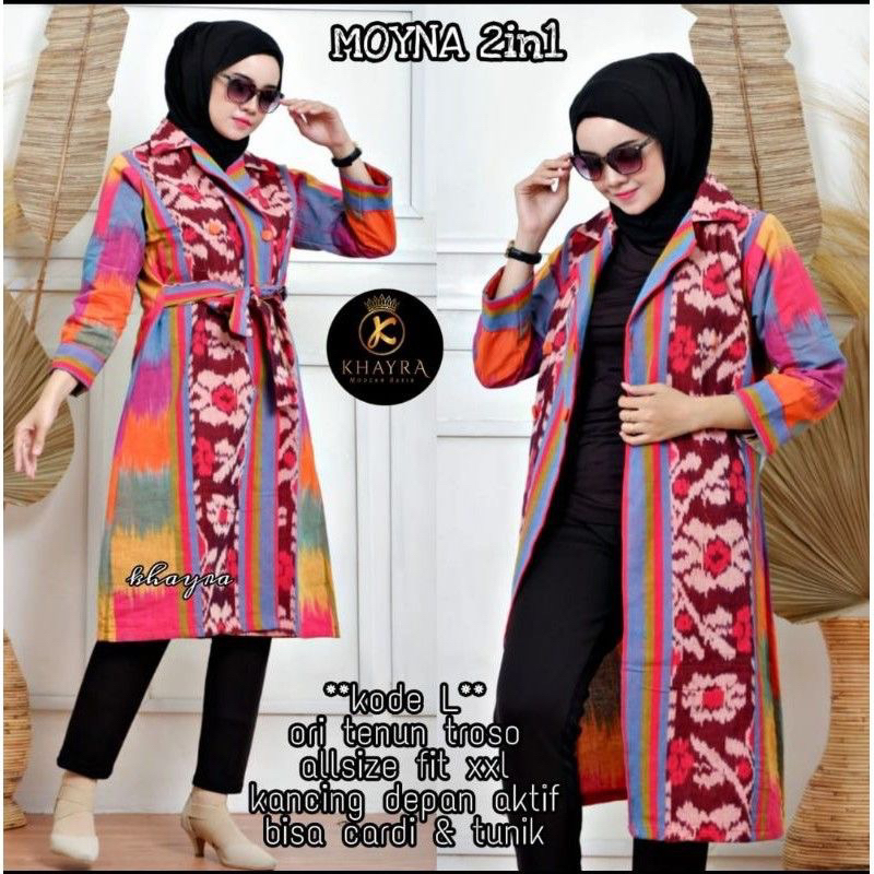 blazer tenun motif pelangi new farian