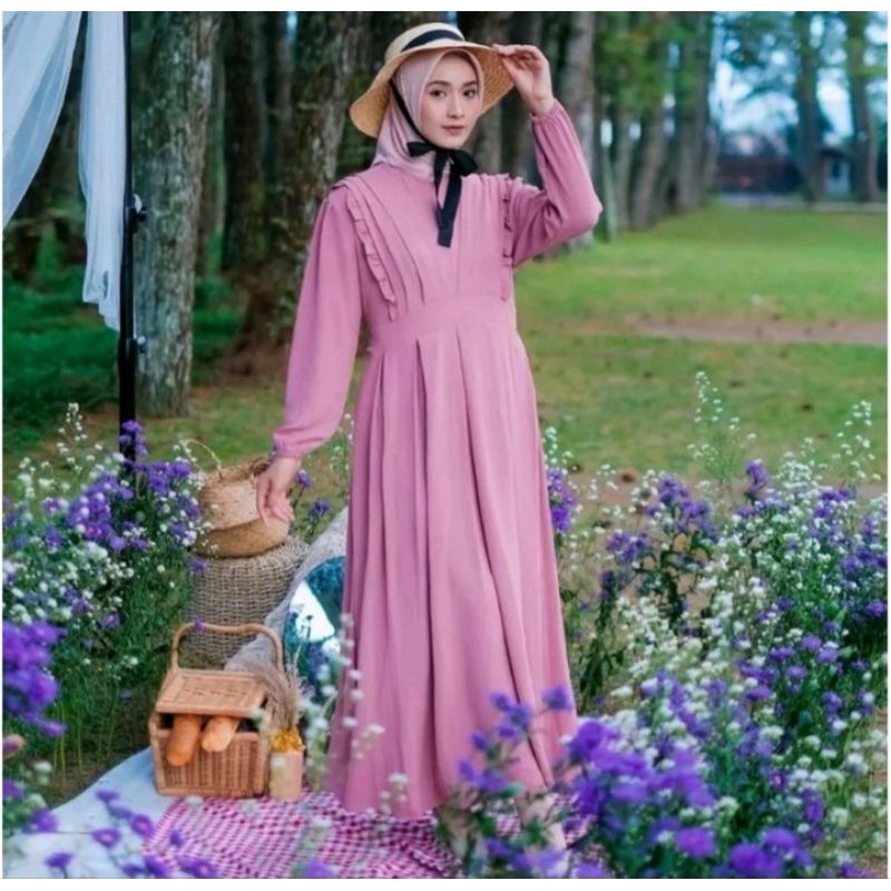 Gamis Anabel bahan Crinkle Airflow Original / Baju wanita terbaru / Baju wanita murah