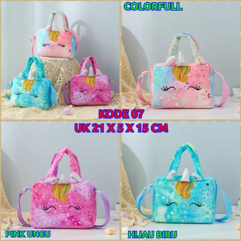 tas selempang bulu kuda pony unicorn import anak UK 20x14cm