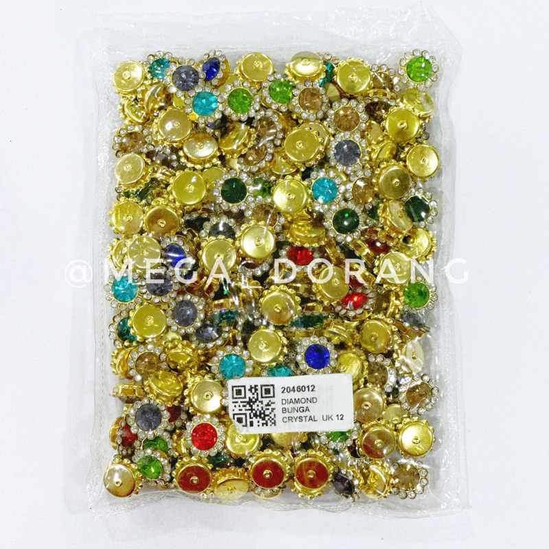 Diamond Cangkang Gold Bunga Mix Warna 10-12mm-1pack 200bj