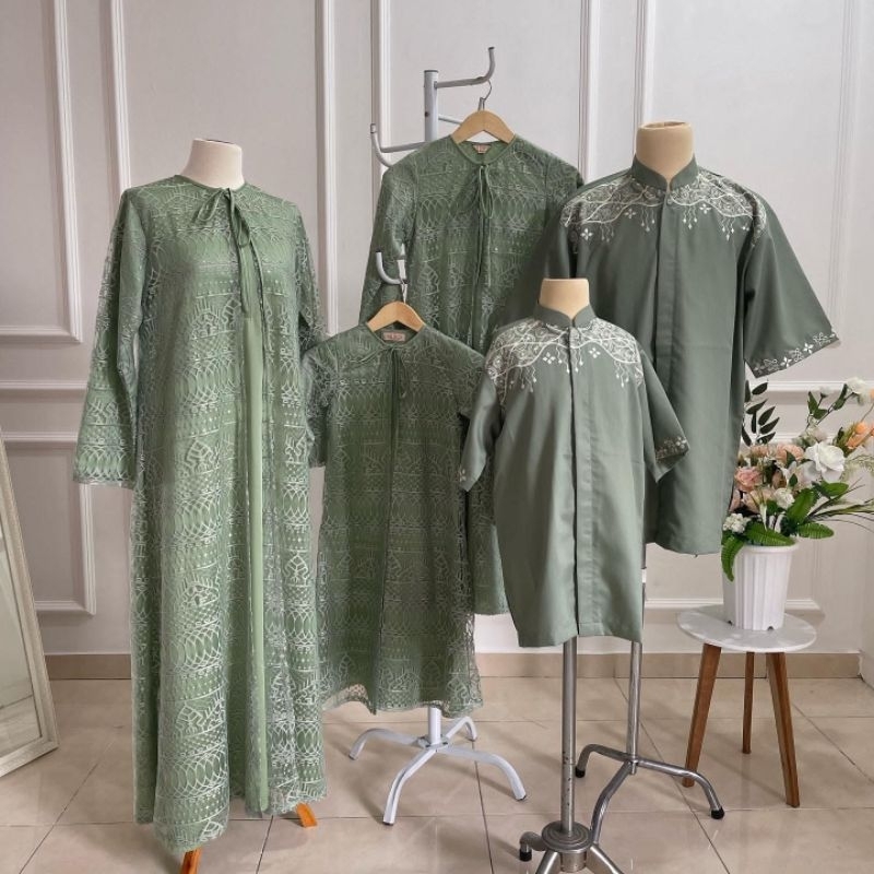 PO ArRazzaq NAURA DRESS Brukat Brokat Satin Seragam Keluarga Gamis Koko