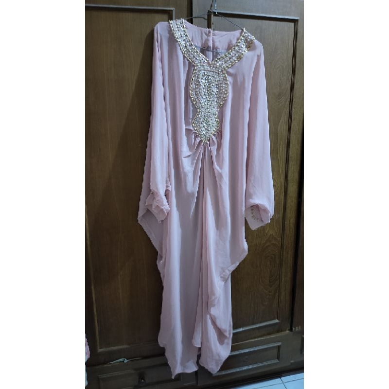 Kaftan lebaran / kaftan cantik warna pink preloved