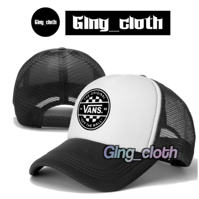Topi Jaring Trucker Logo The Original Vans Off The Wall 1966 Distro Casual Pria Wanita Premium Lokal