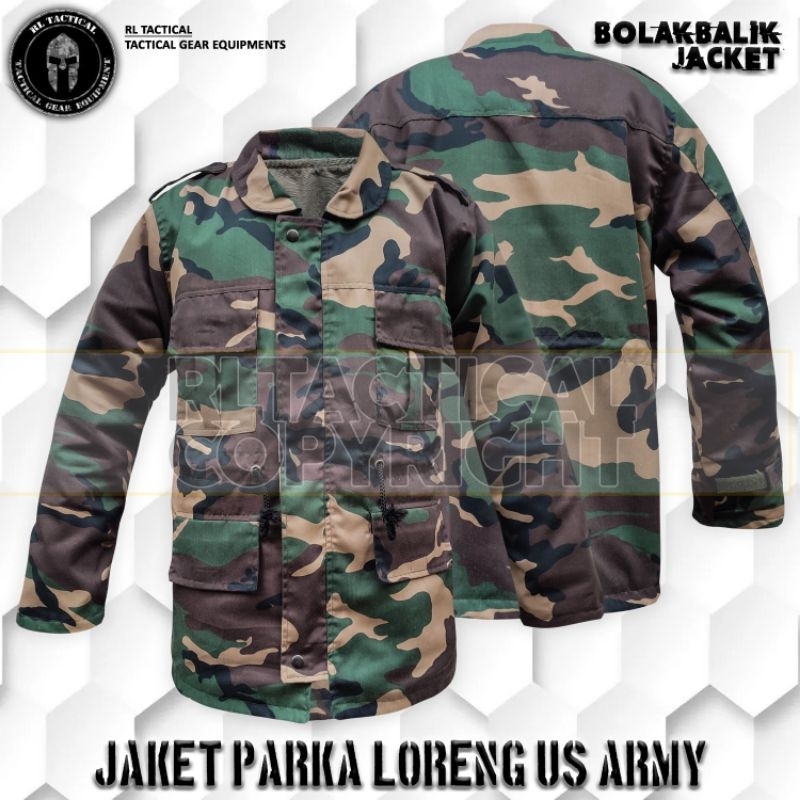 Jaket Parka Woodland Camouflage