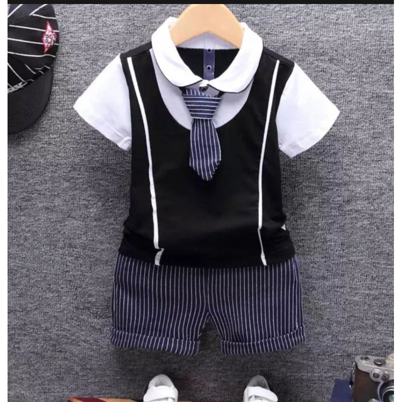 SETELAN BAJU ANAK ANAK.LAKI LAKI.BAJU ANAK PEREMPUAN.MOTIF DASI KOREA SALUR.SETELAN ANAK LAKI LAKI.S
