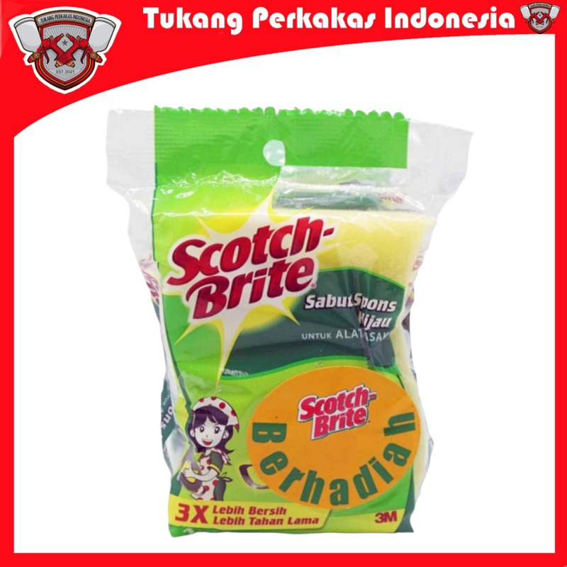 Scotch brite 3m sabut spons cuci piring 3x4 2pad ID-30mo