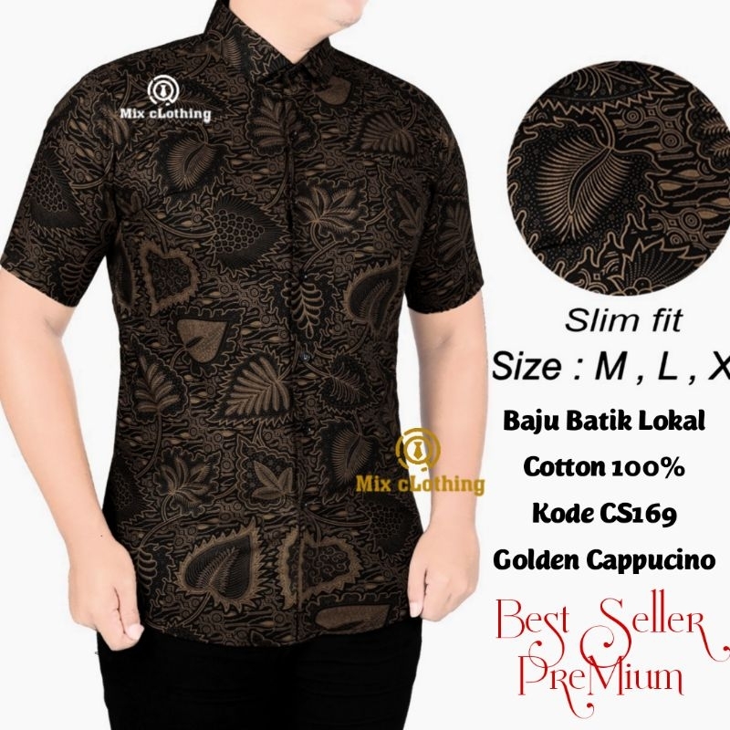 CBS 725 HEM KEMEJA BATIK PRIA SLIM FIT LENGAN PENDEK COLIN DION