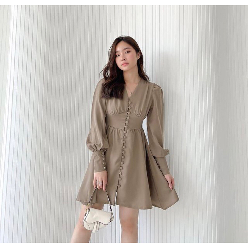 Audrey Dress Mini dress lengan panjang yang puffy elegan / Party dress / Casual Dress / Long Sleeve 