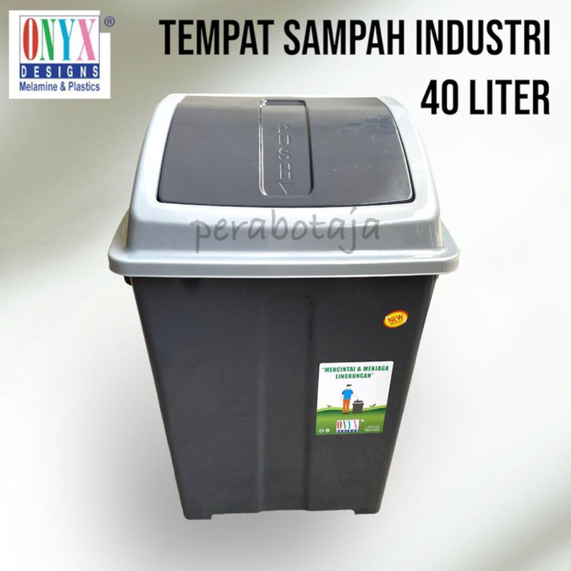 Tempat Sampah Dustbin 40 Liter ONYX Industrial Grade Plastik / Tong Sampah Plastik Besar