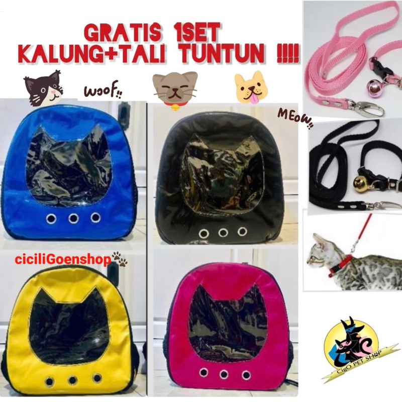 GRATIS TALI TUNTUN Tas muka kepala kucing anjing Ransel carrier pet cargo transparan murah model simple kelinci Doggy Puppy slempang gendongan gendong hewan astronot