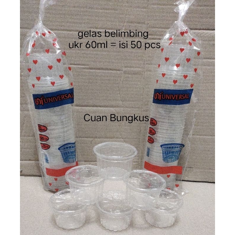 Gelas Plastik Bening 60ml isi 50 pcs / Cup jelly / Puding Belimbing 60ml