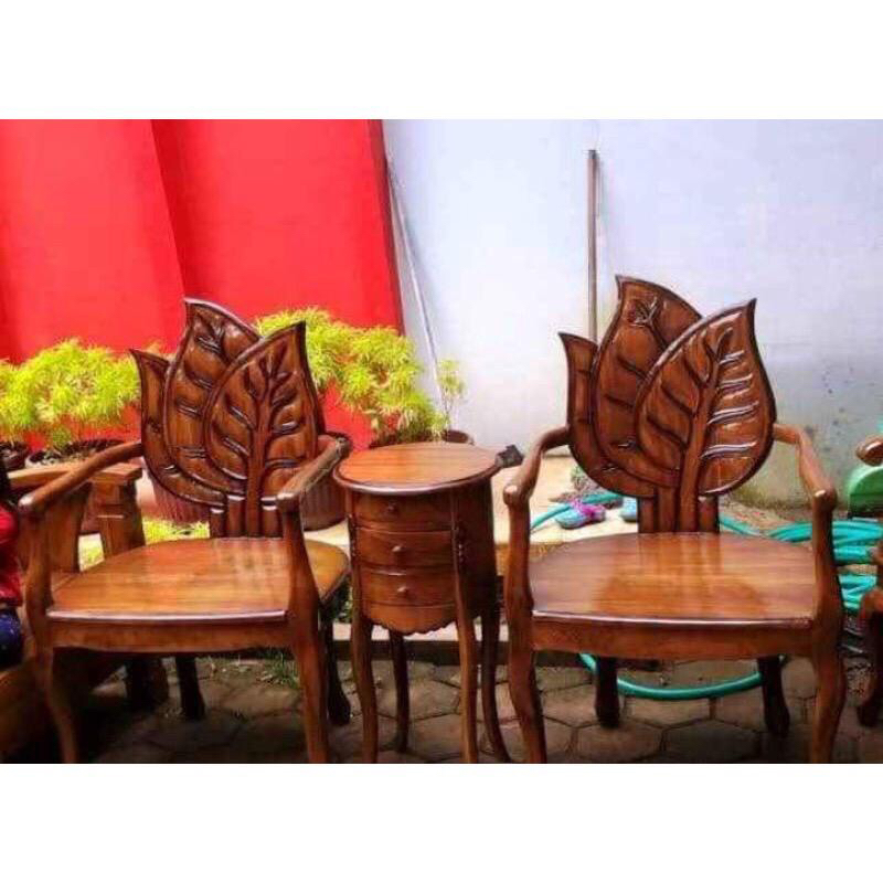 KURSI TERAS DAUN KAYU JATI