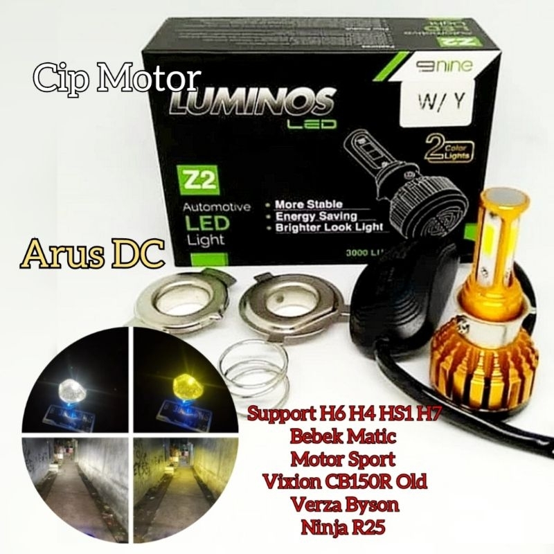 LAMPU LED 3 SISI LUMINOS Z2 PUTIH KUNING 2 WARNA UNIVERSAL H6 H4 BEBEK MATIC VIXION CB VERZA DLL