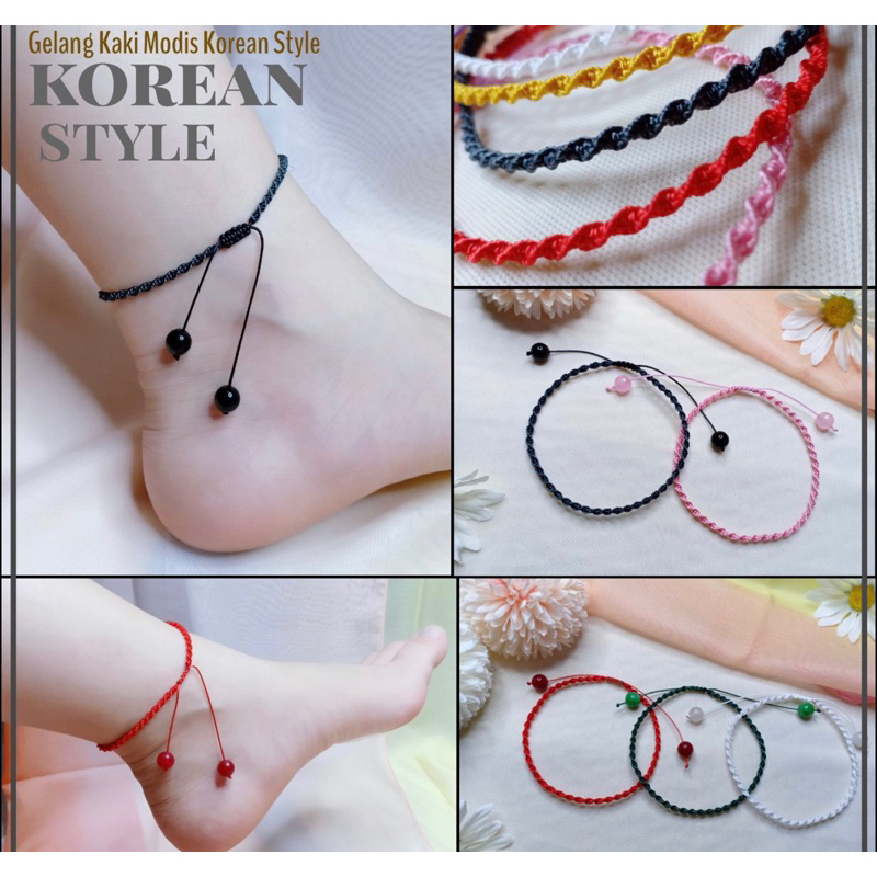 gelang kaki korea  gelang kaki tali  gelang kaki hoki