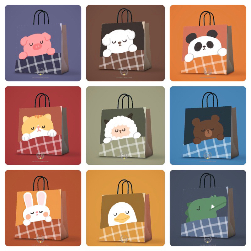 

Paperbaf Custom Animal Lucu Goodie Bag Ulang Tahun annak Tas Kado Tas Kertas Hampers Birthday