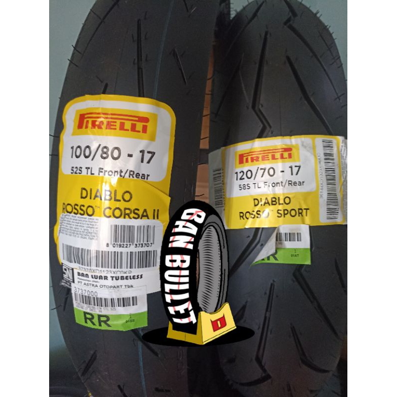 PAKET BAN PIRELLI DIABLO ROSSO CORSA 2 & DIABLO ROSSO SPORT 100/80-17 & 120/70 R 17