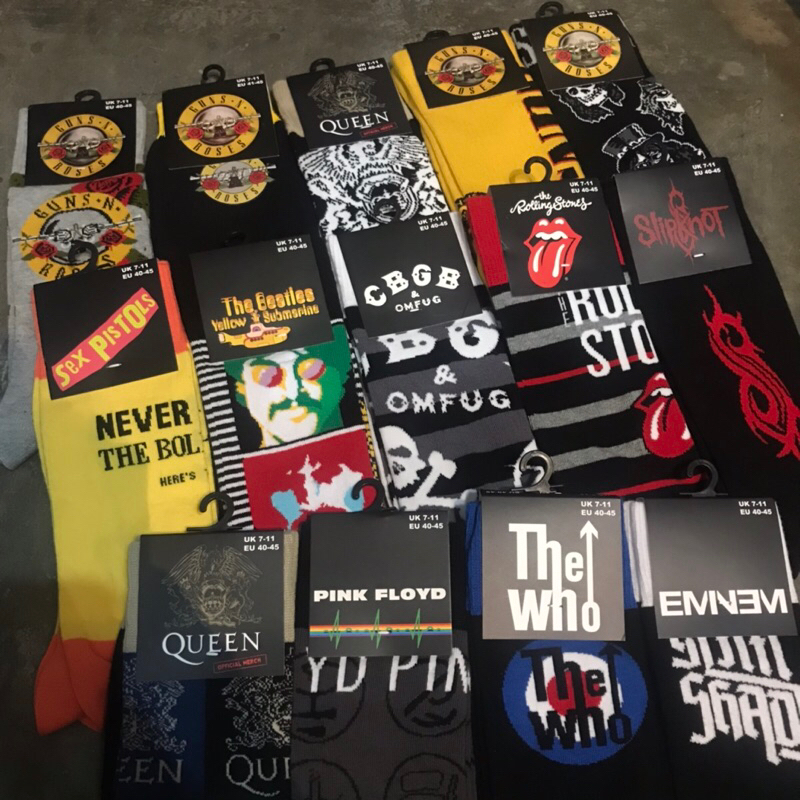 Socks/Kaoskaki Band New Original QUEEN SLIPKNOT ROLLING STONES CBGB EMINEM THE WHO PINK FLOYD