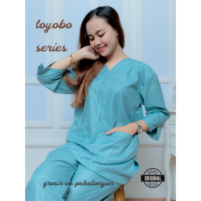 baju ok lengan panjang 3/4 toyobo scrub dokter jaga seragam perawat putih