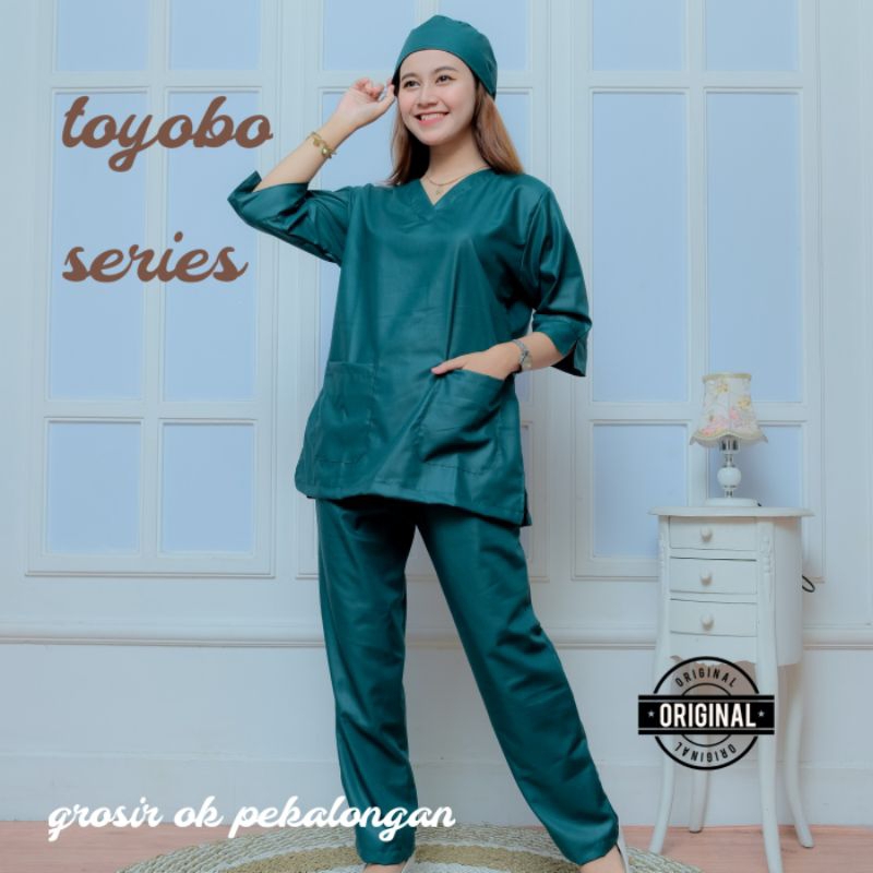 baju ok lengan panjang 3/4 toyobo scrub dokter jaga seragam perawat putih