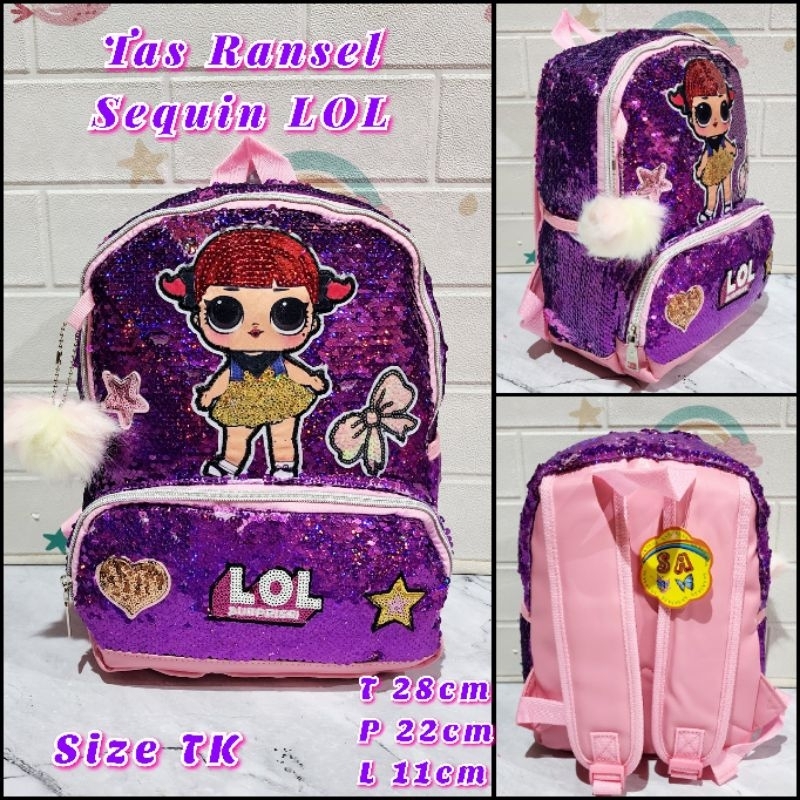 Tas Sekolah Ransel Anak TK dan Paud dan Playgroup Backpack Anak Perempuan Sequin Import