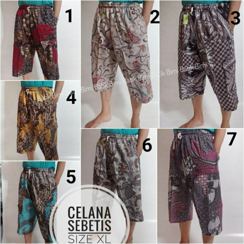 celana 3/4 pria jumbo batik kekinian model pendek cargo kekinian
