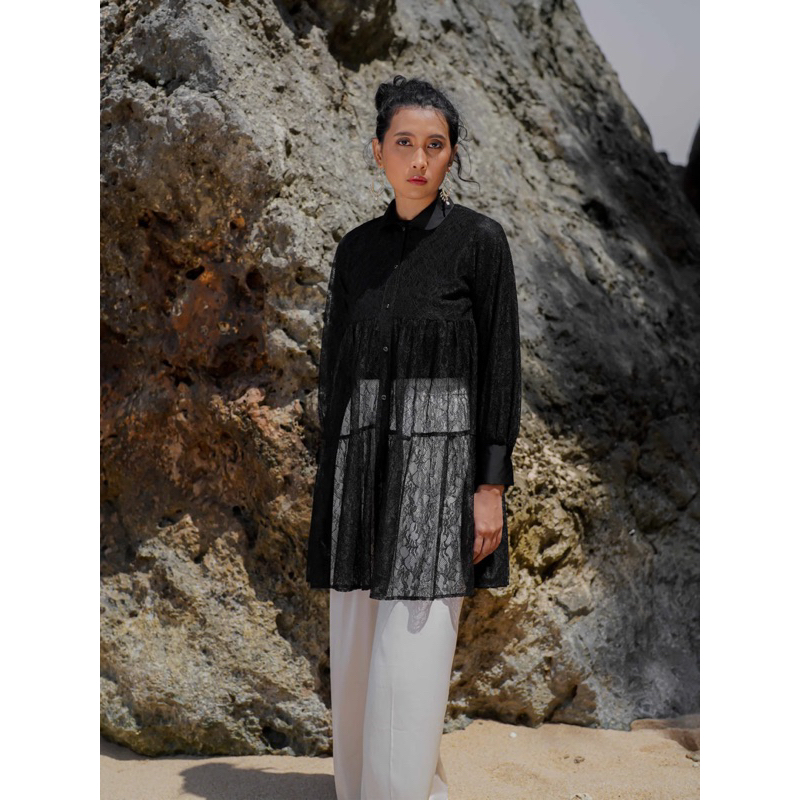 Bevy Lace Tunic Black Aleza Label