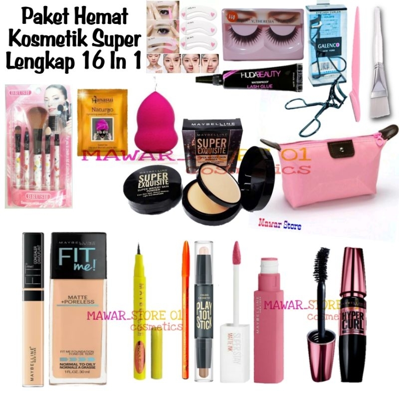 Paket Hemat Kosmetik Super Lengkap 16 In 1 / Paket Kosmetik Lengkap / Set Makeup Lengkap