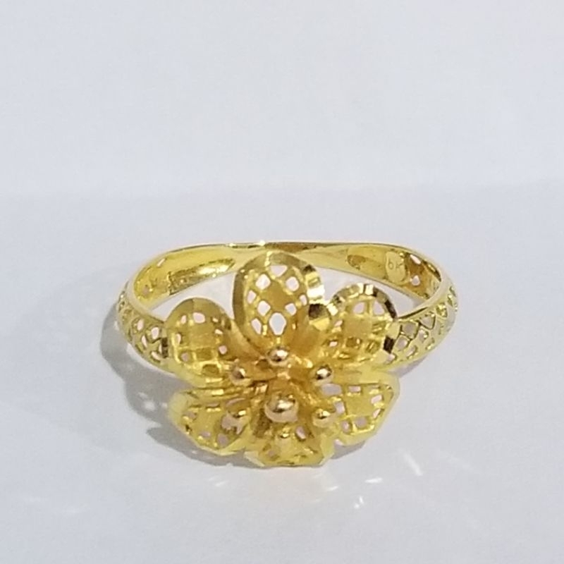 cincin wanita style bunga kendari elegant emas asli