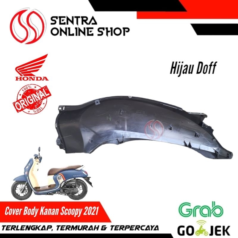 Cover body bodi kanan scoopy new prestige 2021 biru doff dop original