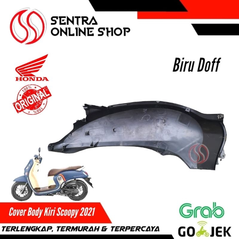 Cover body bodi kiri scoopy new prestige 2021 biru doff dop original