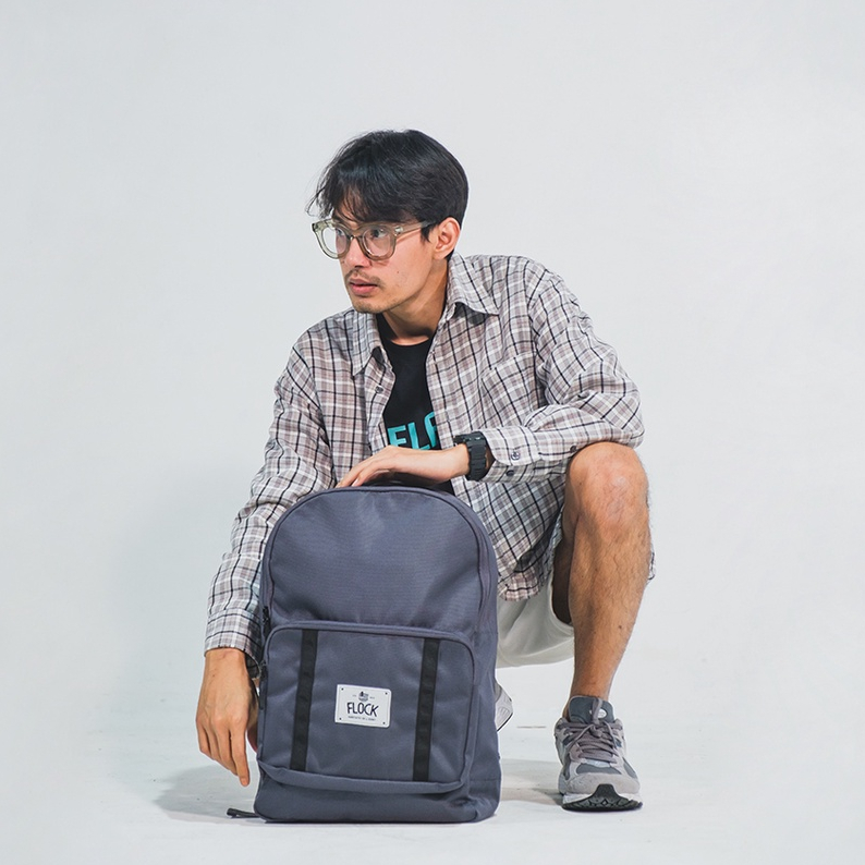 (New Product) FLOCK Stripe Backpack - Dark Grey