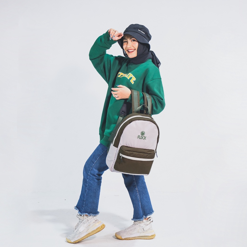 (New Product) FLOCK Two-Color Puffy Backpack - Dust