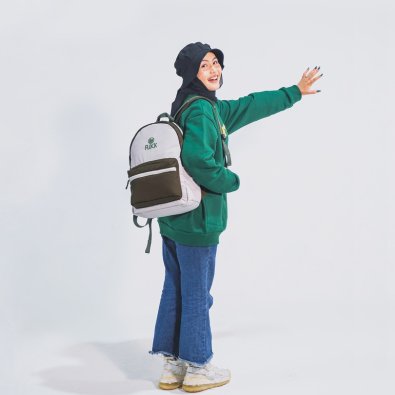 (New Product) FLOCK Two-Color Puffy Backpack - Dust