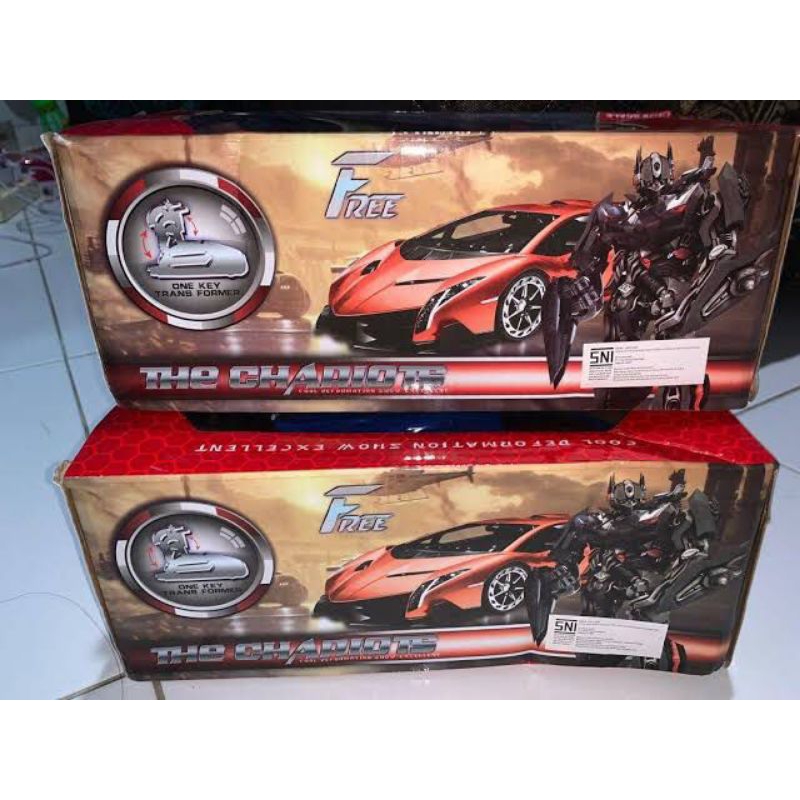 RC THE CHARIOTS Transformer Mobil Polisi 1: 18 Remote Control Car Remot kontrol Robot Baterai Cas 2 in1 Dengan Lampu 921-3