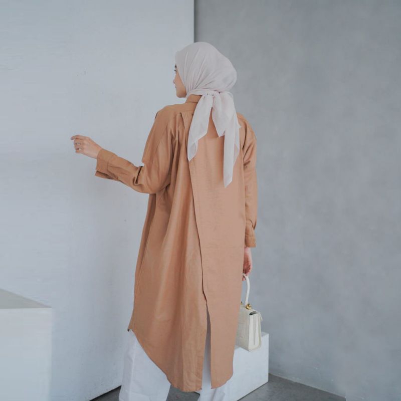 DWYNE TUNIK // KEMEJA WANITA LINEN // LONG TUNIK OVERSIZED