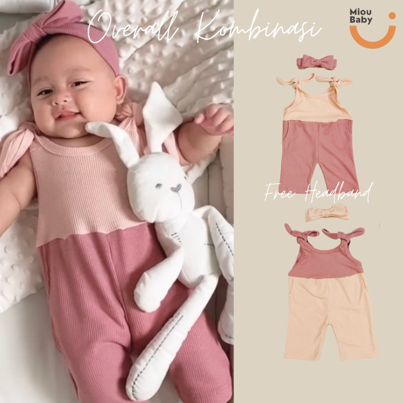 [12.12 SALE] Mioubaby Overall Kombinasi free headband | Kimono set bando | Kimono bayi | Kimono baby | Jumpsuit baby | Jumpsuit anak | Jumper bayi | Jumper anak | Baju anak perempuan | Hadiah lahiran | Newborn package | Paket bayi baru lahir