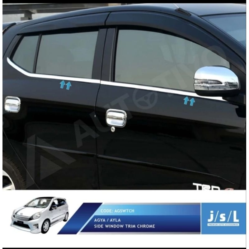 List Kaca Samping Toyota Agya Side Window Trim Chrome