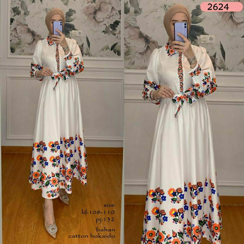 Kayla Midi, MIDI DRESS LEBARAN CANTIK MODIS FIT XL LD 106 BAHAN KATUN HOKKAIDO PREMIUM KANCING BUSUI TERMURAH TERLARIS OOTD