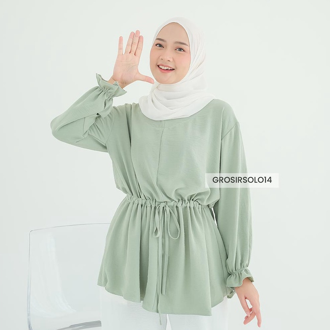 Silvi Blouse Jumbo Kerah V Serut Pinggang