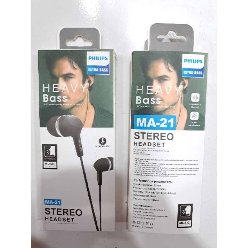 HF HEADSET PHILIPS MA-21 EXTRA BASS HEAVY BASS HIFI SOUND QUALITY SHOCK ECPERIENCE MICRPHONE MUSIC EARPHONE MA-21 STEREO HEADSET PHILIPS MA-21