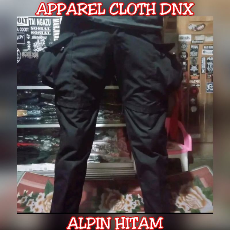 CELANA PANJANG ALPIN HITAM SAKU KEMPOL PUNK, CELANA CARGO GUNUNG PDL MERAH HITAM BIRU LORENG DORENG 