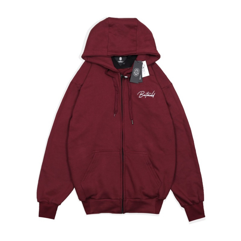 Jaket Hoodie Zipper Baster Cold Sweater Hoodie Baster Cold Sweater Hoodie Zipper Latin Sweater Hoodie Pria - Maroon