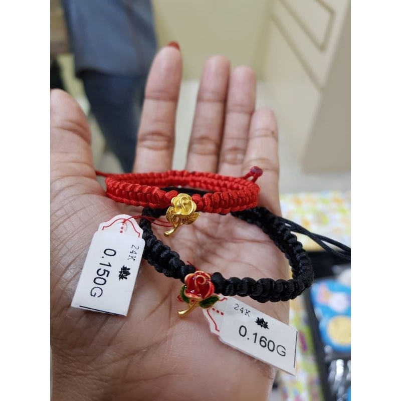 Gelang Tali variasi emas mawar tangkai hongkong