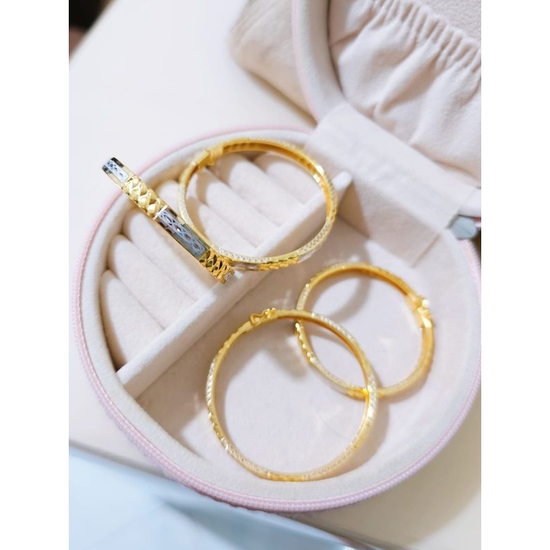 Gelang anak emas bangle model kepang kadar 375/8k